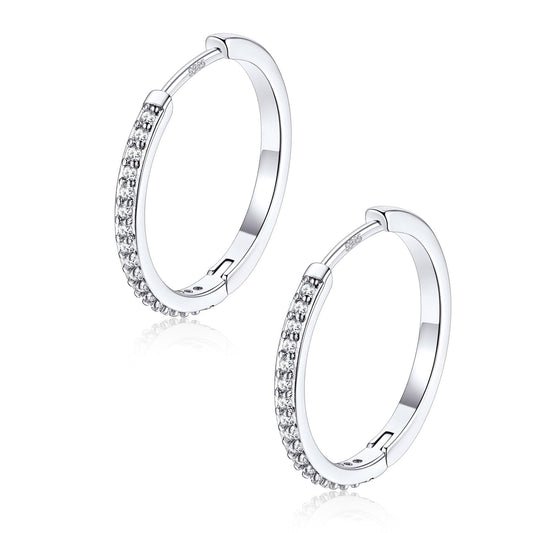 FaithHeart Cubic Zirconia Hoop Earrings for Women, Silver Hypoallergenic Huggie Hoop Earrings, Small Cartilage Earrings for Women 18mm, Send Gift Box