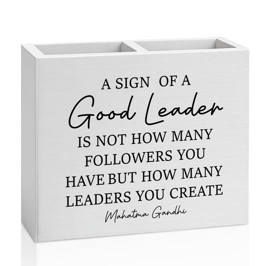 Leader Bosses Day Gifts for Women Men Manager Funny Office Decor for Women Wooden Pencil Holder National Boss Day Decorations Gifts for Supervisor Leader Coworker HR Men Manager Office Desk Decor