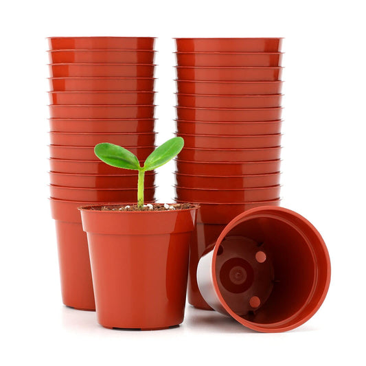 KINGLAKE GARDEN Small Terracotta Plastic Pots,50 Packs 2 Inch Small Plant Pots with Drainage Holes,Mini Nursery Plastic Plant Planters for Succulents,Indoor Outdoor Plant