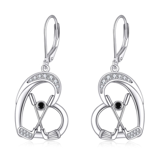 Golf Earrings for Women 925 Sterling Silver Golf Leverback Dangle Earrings Sports Jewelry Gifts