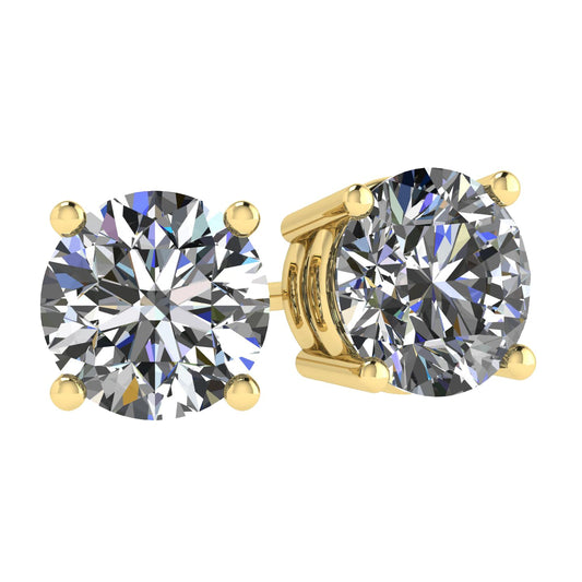 Central Diamond Center Round Simulated Diamond Stud Earrings Hypoallergenic Metal & Sterling Silver CZ - 9.50mm (7.00cttw) Yellow
