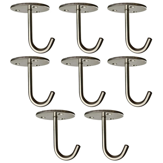 MIMOBEI Stainless Steel Heavy Duty Ceiling Hooks - 60LBS Load Bearing, No Drill for Wood - Wall/Ceiling Mount Hooks for Kitchen, Garage - Hang Pots, Tools, Plants, Projector Screens