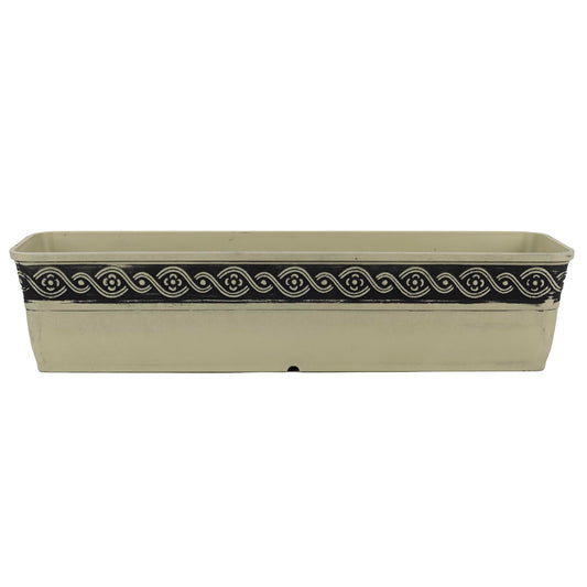Classic Home and Garden Corinthian Resin Flower Pot Rectangle Planter, Concrete Grey, 18"