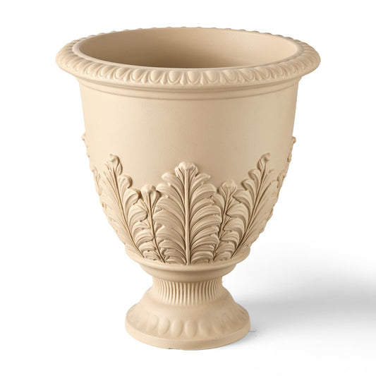 ARBORA 17" Paris Urn Polyresin Indoor and Outdoor Planter with Cream Finish - Durable, Weatherproof, Lightweight, Large Plant Pot for Patio, Garden, Deck, Entryway