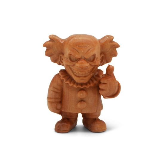 GOOFBALLS Mini Wooden Figurine – Funny Desk Toy, Cute, Quirky Collectible, Unique Gift for Office or Home Décor Shelf Display - Creepy Clown