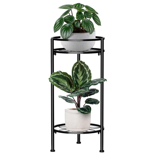 H HOMEXIN Plant Stand Indoor, 2 Tier Metal Tall Plant Stands 23.4" Multiple Plant Rack Holder, Heavy Duty Rustproof Flower Shelf Display for Apartment Corner Home Garden Patio