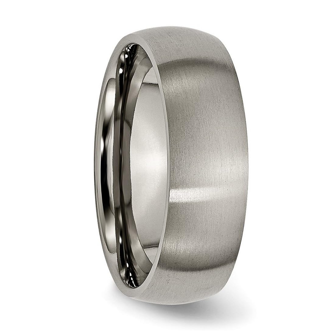 JewelryWeb Titanium Half Round 7mm Brushed Band Ring Size 12 Ring for Women and Men