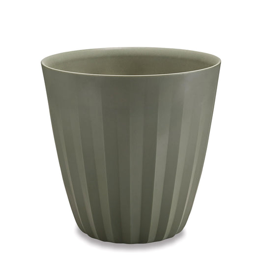 Crescent Garden Pleat Modern Decorative Planter, Indoor/Outdoor Pot, Resin Planter with Drain Hole - 15" W x 15" H (Olive)