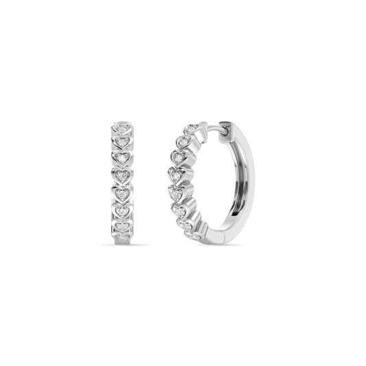 Gilded 1/10 Carat Total Weight Lab-Grown Diamond Hoop Earrings for Women in Sterling Silver | Heart Shaped Hoops | Hypoallergenic Fine Jewelry | Hinged Closure | SI1 Clarity, F Color