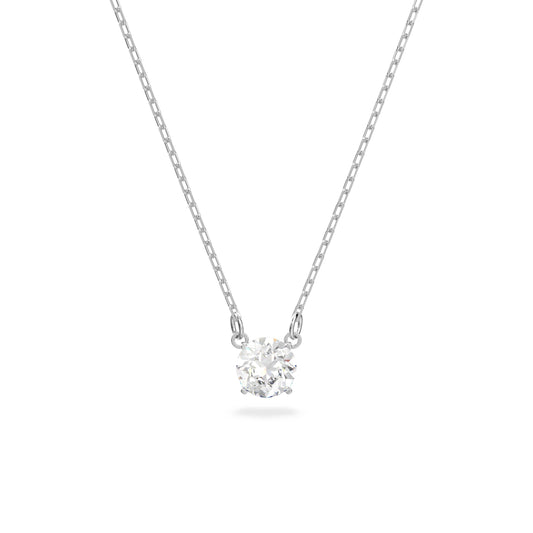 Swarovski Stilla Attract Necklace, Clear Round-Cut Crystal in a Rhodium-Finish Setting, Part of the Stilla Attract Collection