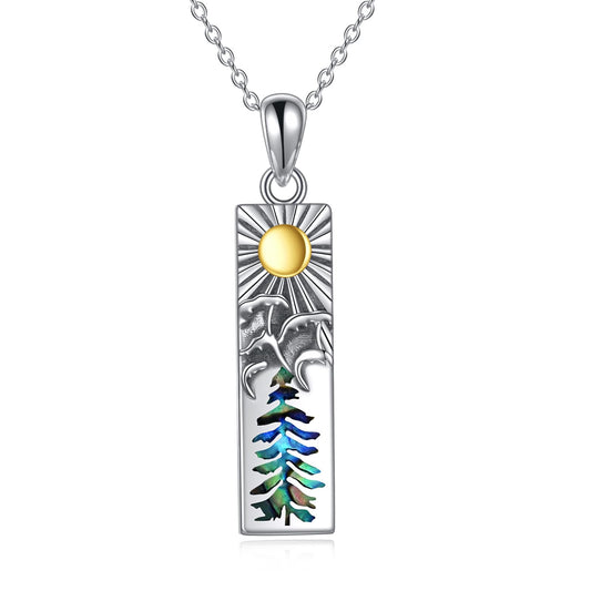 YFN Sun Ocean Tree Necklace for Women Sterling Silver Nature Necklace Jewelry Gift for Skiers, Hikers, Campers, Climbers and Nature Lovers