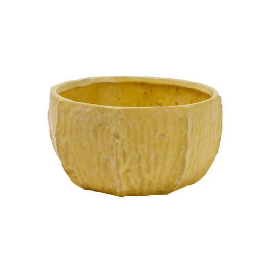 Creative Co-Op Stoneware Planter with Organically Shaped Detail, Yellow