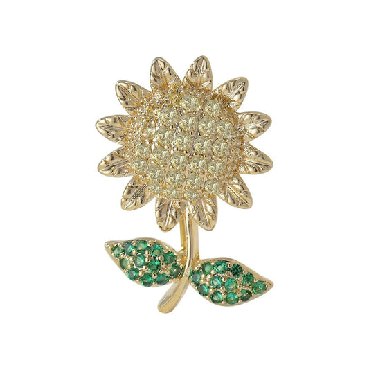 EMEGCY Sunflower Brooches for Women Rhinestone Sunflower Brooch Pins 18K Gold Plated Sunflower Lapel Pins Jewelry for Mom Wife