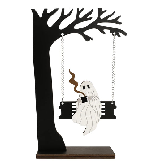 Lemonus Spooky Home Decor, Cute Halloween Ghost Swing Decorations, Gothic Fall Decor for Window & Kitchen, for Women, Indoor Outdoor Party Decor