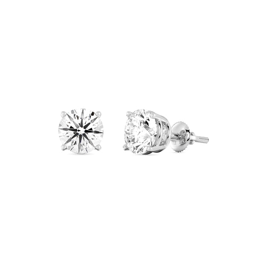 Gilded 2 Carat Total Weight IGI Certified Lab-Grown Diamond 10KT White Gold & Yellow Gold Stud Earrings for Women| Hypoallergenic Fine Gold Jewelry | 4-Prong Basket, Screw Back Nut | VS2-SI1 Clarity, F color, Brilliant Cut diamonds Clarity, F Color, Round