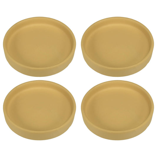 PATIKIL 4.5 Inch Round Ceramic Plant Saucer, 4 Pack Plant Saucer Tray Flower Planter Drip Tray for Indoors Outdoors Patio Balcony, Yellow