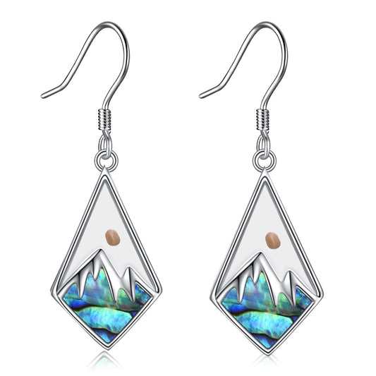 AOBOCO Mustard Seed Dangle Earrings 925 Sterling Silver Faith Mountain Drop Earrings Christian Religious Abalone Jewelry Gifts for Women