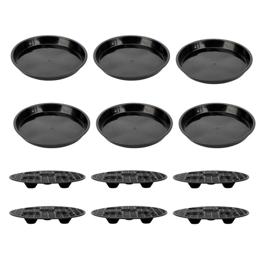 KVMORZE 12 Pack 8 In Plant Saucer Stand Set, Heavy Duty Plant Drip Trays with Elevated Plant Saucer Pot Base with Drainage Hole, Flower Pot Tray Plant Pot Container Accessories for Indoor Outdoor