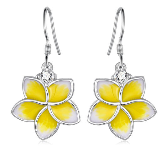 Plumeria Earrings 925 Sterling Silver Flower Earrings Tropical Blossom Jewelry Gifts for Women