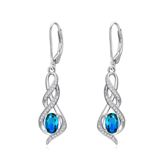 POIUY Jewelry Gifts for Women Blue Topaz December Birthstone Infinity Leverback Dangle Earrings Hypoallergenic Drop Earrings Love Jewelry Anniversary Christmas Wedding Gift for Mom Wife Sister Daughter Girlfriend