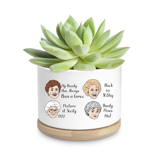 Golden Girls Planter, Golden Girls Merchandise, Friend Gifts for Women, Funny Succulent Planter, Flower Cactus Plant Pot, Friendship Gifts for Friends Bestie Sister Birthday (Plant Not Included)
