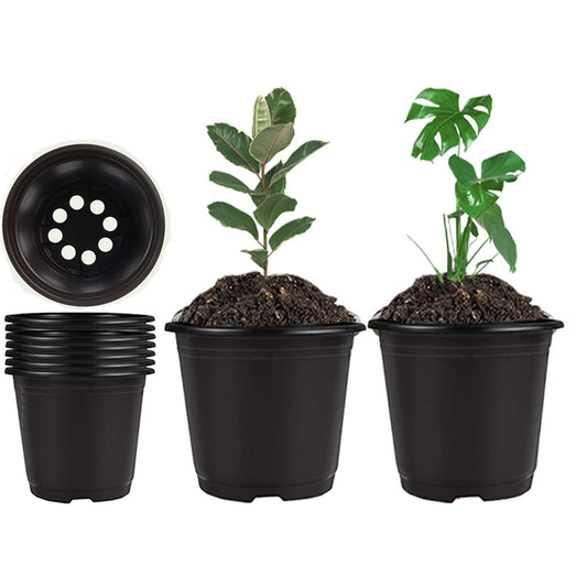 Farsheo Nursery Pots 50PCS 6inch Plastic Plant Flower Seed Pots Starter Pot for Seedling Nursery Supplies Grow Planter Flower Pot Container for Seedling Cultivation (Black 6inch 50PCS)