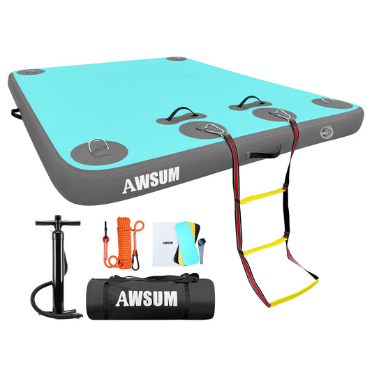 AWSUM Inflatable Floating Dock Air Dock Platform, 6ft x 5ft Floating Island Raft with Non-Slip Surface for Lake Pool Beach Ocean