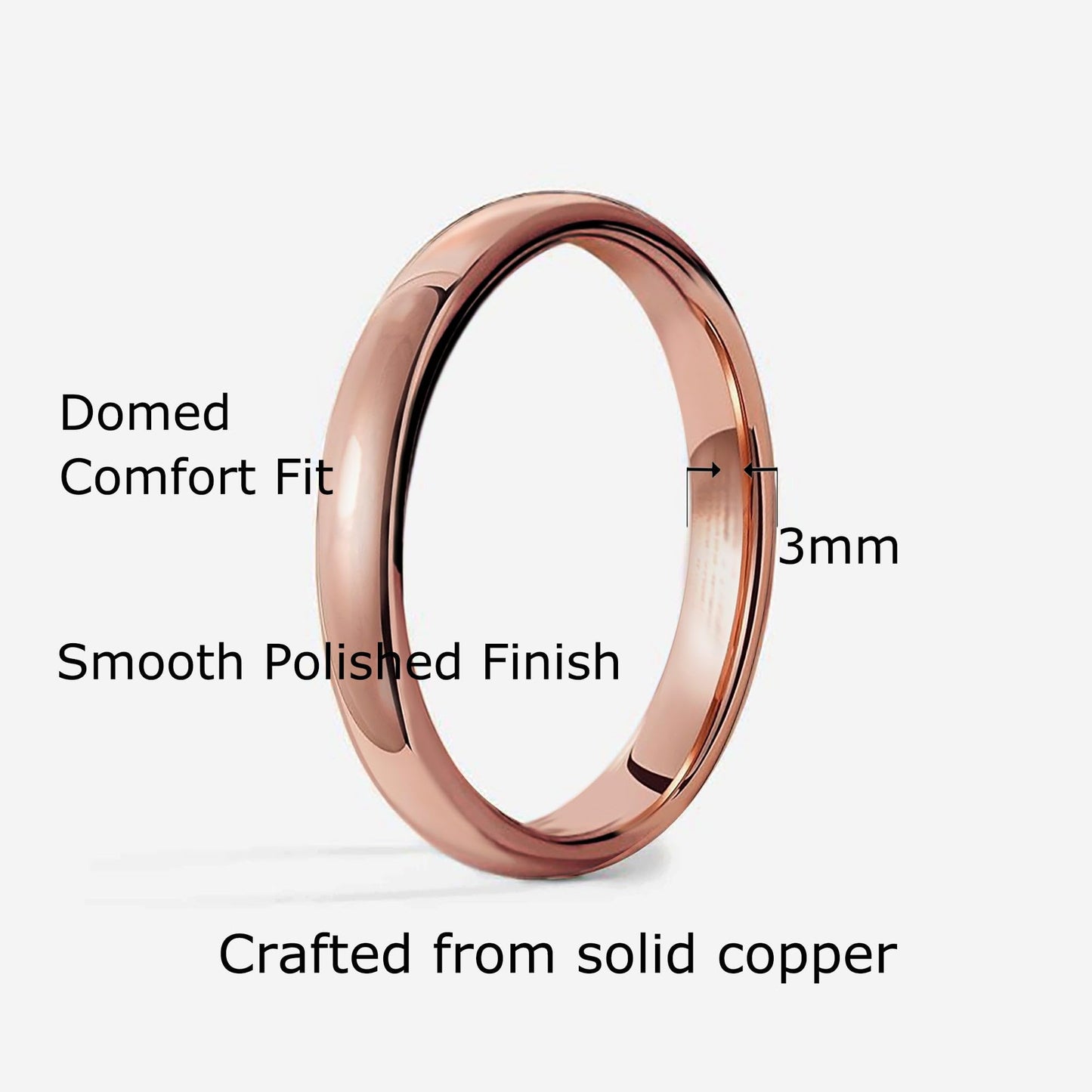 IVY & BAUBLE Pure Uncoated Solid Copper Ring for Men & Women — Lab-Tested, Raw Authentic Copper Band, Wellness Jewelry, Crafted in USA, 3mm, Size 9