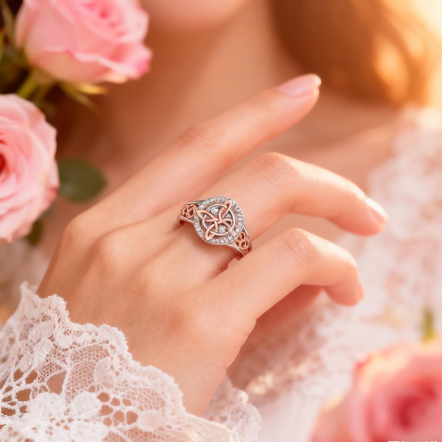 diyebof Women‘s Rings Copper Geometric Band Rings With Two Tone Zircon Accents Designed For Professional And Social Event In Sizes 6 To 10 (6)