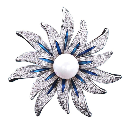 Large Brooch Pins for Women Fashion Silver Flower Floral Jewelry