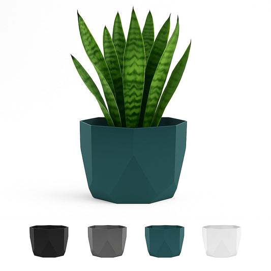 Bloem Tuxton 6" Modern Plastic Planter - Geometric Indoor/Outdoor 0.5 Gal Capacity Pot, Charleston Green
