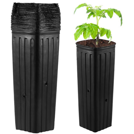 OMISTAR 50 Pcs Plastic Nursery Bags, Fruit Flower Grow Bags, Tall Square Plant Containers, Seedling Flower Starting Pots, Succulent Planters with Drainage Holes for Garden