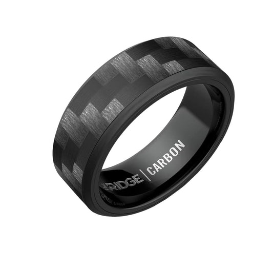 The Ridge Carbon Fiber 3K Beveled Ring Comfort Fit Wedding Band - 7