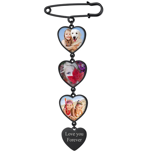 Custom4U Memorial Pin for Wedding Groom Custom Photo Bouquet Charm