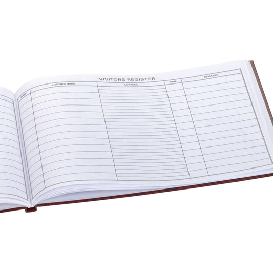 Wilson Jones S490 Visitor Register Book, Red Hardcover, 112 Ruled Pages, 8 1/2 x 11