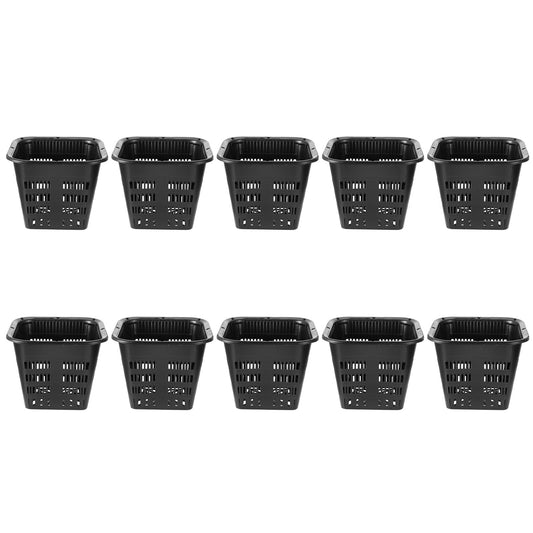 Cabilock 10-Pack 5.5 Inch Square Root-Control Pots – Thickened Plastic Slotted Net Pots for Hydroponics, Air-Pruning Nursery Holder for Orchids, Monsteras & Aroids (Black)