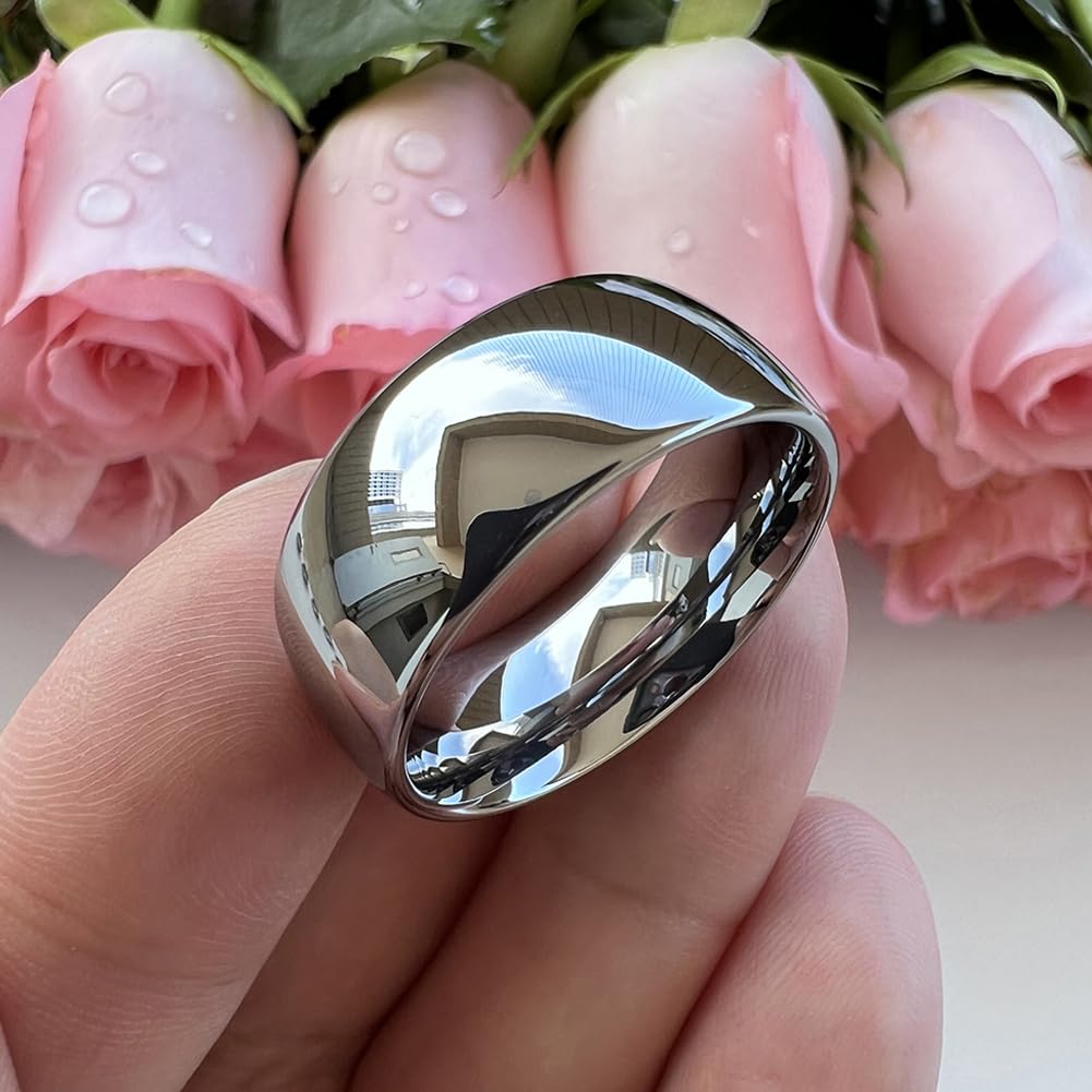 TUTISS 10mm Tungsten Rings for Men Women Engagement Wedding Bands Domed Polished Comfort Fit Size 13