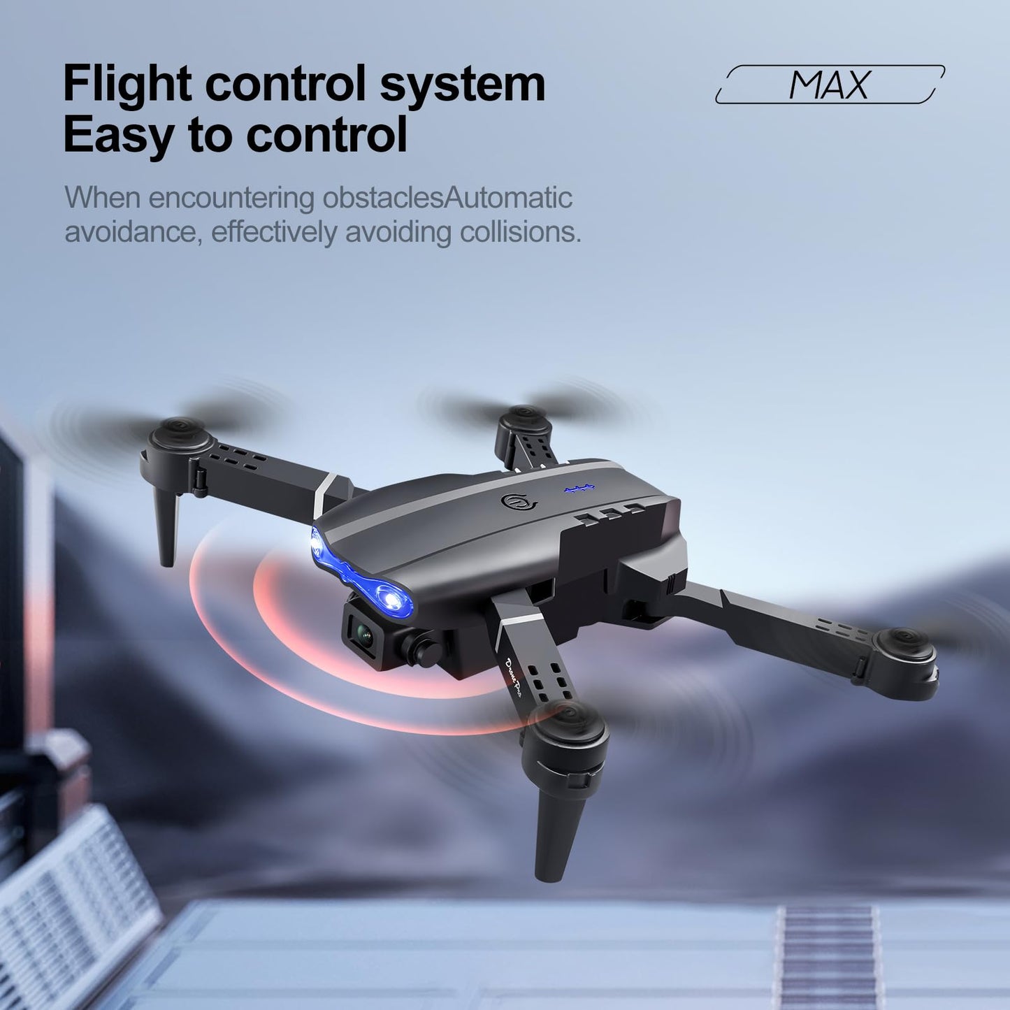 ikaufen E88 Drone with Built-in screen control, Camera for Adults RC Drone With 720P HD Dual Camera WiFi FPV Foldable Quadcopter Aircraft +1 Battery (E88 Dual camera Black)
