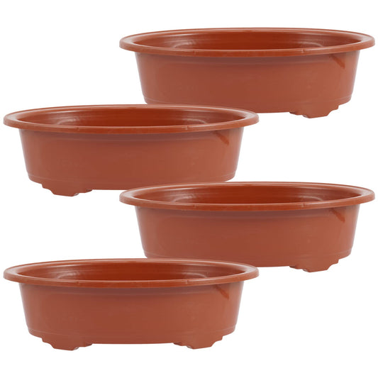 GANAZONO Planters Bonsai Training Pot Plastic Plants Growing Planter 4pcs Oval Oval Bonsai Pot Flowerpot Bowl Plants Growing Pots Brown Plant Pots