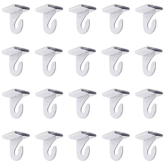 Gansita 20 Pair Drop Hooks for Hanging, White Heavy Duty Metal T-Bar Hooks, Suspended Ceiling Tile Hook Clips for Home, Classroom, Office & Decorations