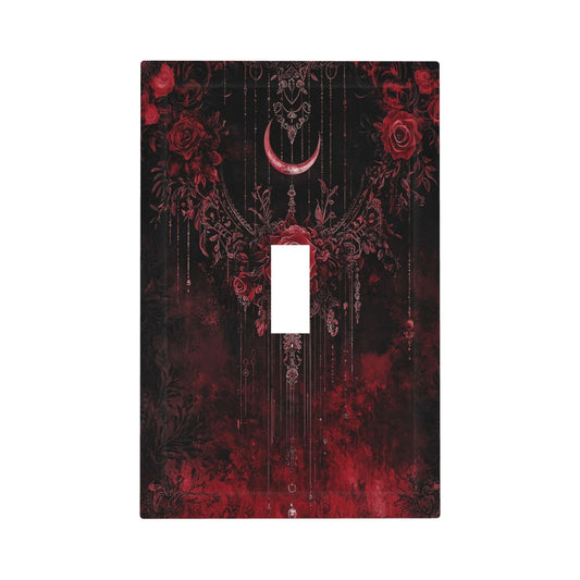 Annisrak Decorative Light Switch Cover Plate Gothic Red Rose Moon Dark Floral 1 Gang Single Toggle Wall Plate Electrical Outlet Covers Decorate Switch Plate Cover for living Room Home Decor