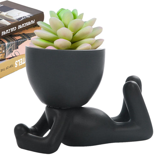 Face Flower Pot Head Planter,Mini Indoor Ceramic Pots with Holes | Realistic Human Shape Indoor for Kitchen, Bathroom, Bedroom, Living Room