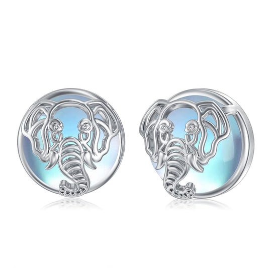 WINNICACA Elephant Stud Earrings Sterling Silver Moonstone Stud Earrings Elephant Jewelry Gifts for Women Birthday Mothers Day Gifts for Mom