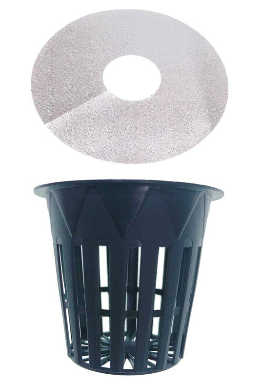 HORTIPOTS 2 Inch Net Pot 2 in Wide Rim Design with Reflective Net Pot Lids (Set of 75)