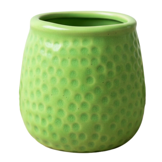 CERAMIQA 4 Inch Ceramic Succulent Planter Pot with Drainage Hole, Small Indoor Plant Pot, Mini Round Flower Pot for Cactus, Herbs & Houseplants, Modern Decorative Planter for Garden (Lime Green)