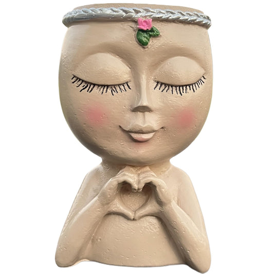 Lamppdcor Face,Face Planter Resin Cute 3.2x2.8x4.9in Head Planter Decorative Unique Plant Pots Succulent Flower Face Pots Head for Balcony Garden Yard