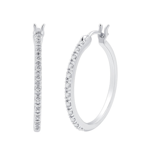 Gilded Sterling Silver .25 cttw Diamond Click Top Hoop Earrings