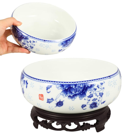 Toddmomy Ceramic Bonsai Planter Pot with Water Storage Base Non-Hole Hydroponic Container for Daffodils Succulents Indoor Outdoor 7.08X6.29X4.13In