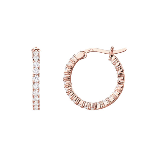 PAVOI 18K Gold Plated 925 Sterling Silver Post Cubic Zirconia Hoop Earrings (20.00, Rose Vermeil)
