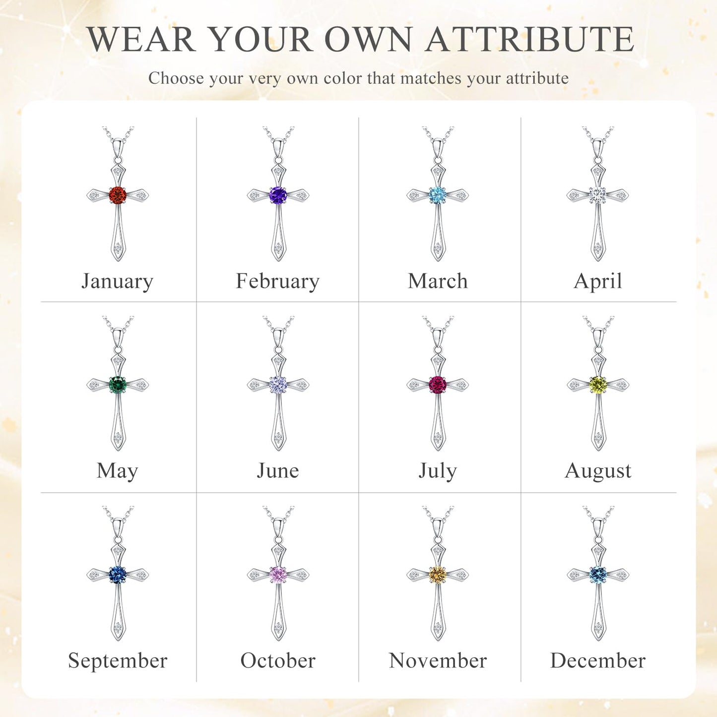 QUALISE Cross Necklace for Women,925 Sterling Silver September Birthstone Necklace Cross Pendant 5A CZ 12 Birth Months Birthstone Sapphire Jewelry Birthday Gifts for Her Wife Mom